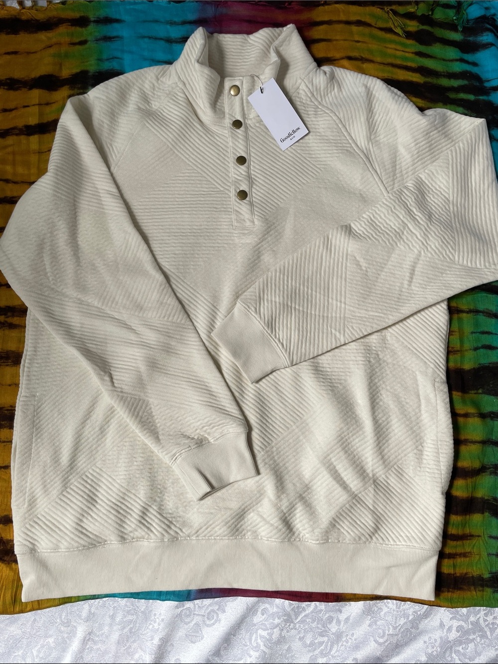 NWT Goodfellow & Co. Cream Quarter-Snap Men’s Sweater.  Size Large.